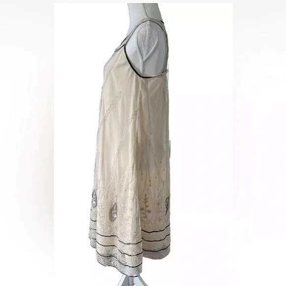 Sundance Women's Mesh  Ivory Lace Embroidered Dress Sleeveless Boho Size 8 - Picture 7 of 12